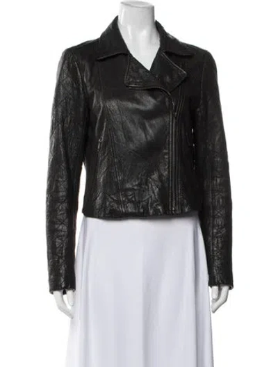 Pre-owned Theory Lamb Leather Biker Jacket In Black