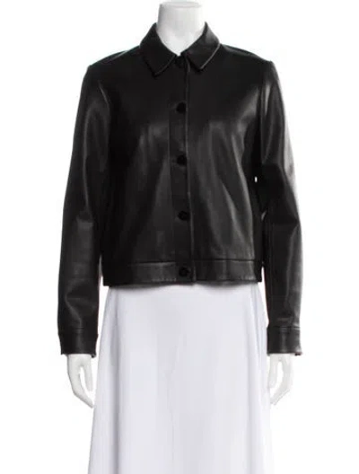 Pre-owned Theory Lamb Leather Biker Jacket In Black