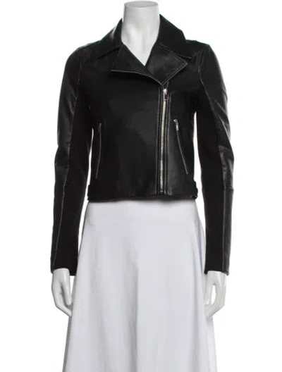 Pre-owned Theory Lamb Leather Biker Jacket In Black