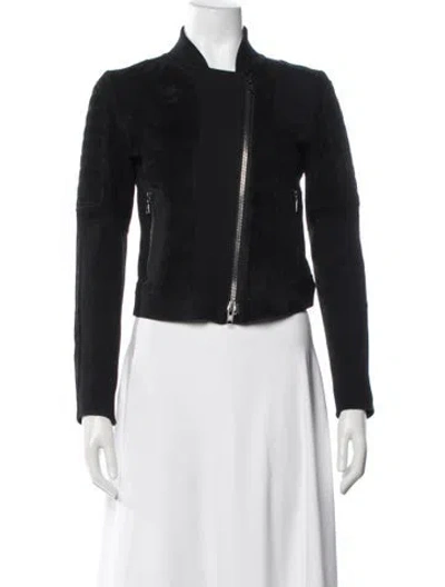 Pre-owned Theory Lamb Leather Biker Jacket In Black