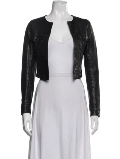 Pre-owned Theory Lamb Leather Biker Jacket In Black