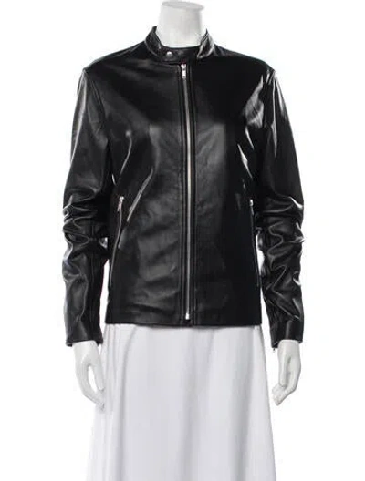 Pre-owned Theory Lamb Leather Biker Jacket In Black