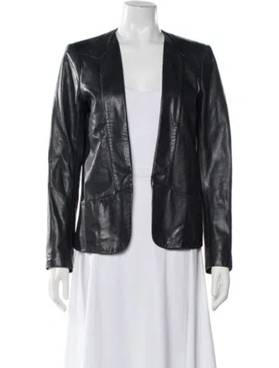 Pre-owned Theory Lamb Leather Biker Jacket In Blue
