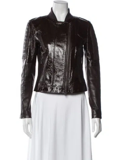 Pre-owned Theory Lamb Leather Biker Jacket In Burgundy