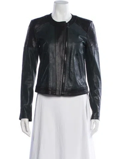 Pre-owned Theory Lamb Leather Biker Jacket In Multi