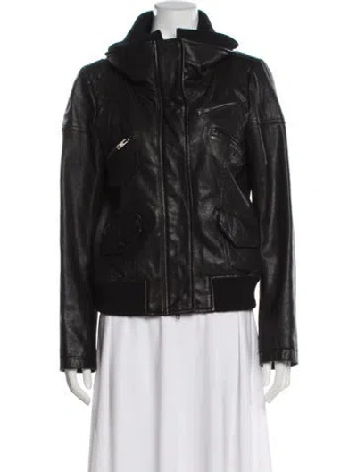 Pre-owned Theory Lamb Leather Biker Jacket In Multicolor
