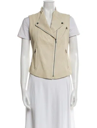 Pre-owned Theory Lamb Leather Biker Jacket In Neutral