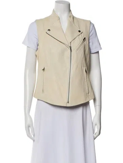 Pre-owned Theory Lamb Leather Biker Jacket In Neutral