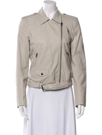 Pre-owned Theory Lamb Leather Biker Jacket In Neutral