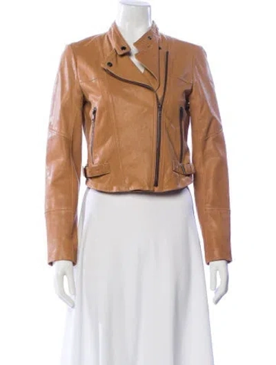 Pre-owned Theory Lamb Leather Biker Jacket In Neutral