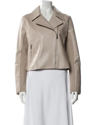 Pre-owned Theory Lamb Leather Biker Jacket In Neutral