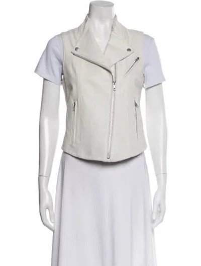 Pre-owned Theory Lamb Leather Biker Jacket In Neutral