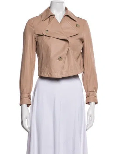 Pre-owned Theory Lamb Leather Biker Jacket In Neutral