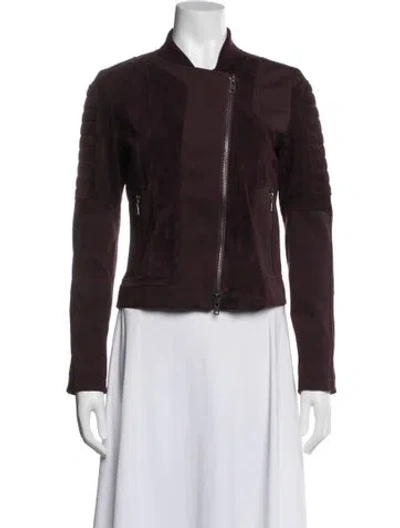 Pre-owned Theory Lamb Leather Biker Jacket In Pink