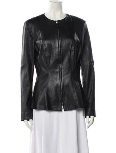 Pre-owned Theory Lamb Leather Biker Jacket W/ Tags In Black