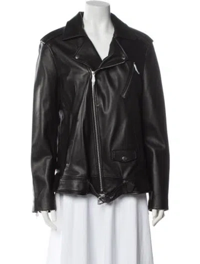 Pre-owned Theory Lamb Leather Biker Jacket W/ Tags In Black
