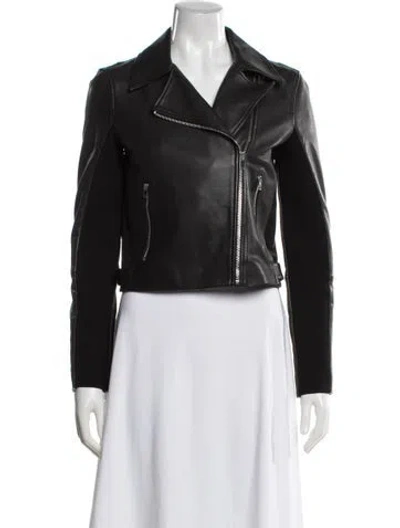 Pre-owned Theory Lamb Leather Biker Jacket W/ Tags In Black