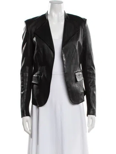Pre-owned Theory Lamb Leather Blazer In Black