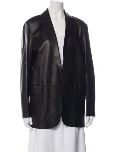 Pre-owned Theory Lamb Leather Blazer In Black