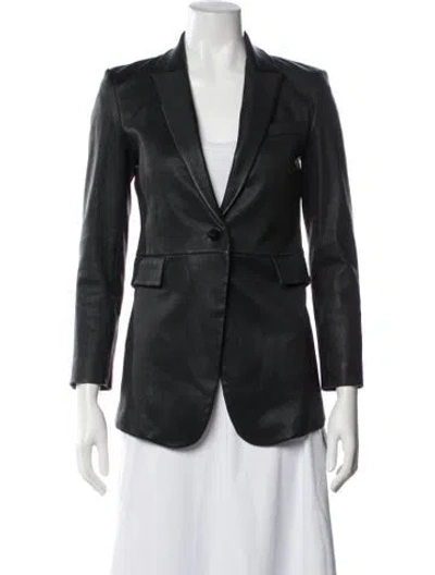 Pre-owned Theory Lamb Leather Blazer In Black