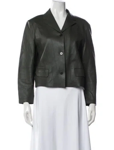 Pre-owned Theory Lamb Leather Blazer In Black