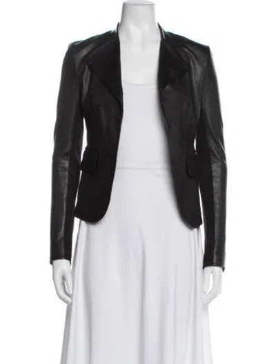 Pre-owned Theory Lamb Leather Blazer In Black