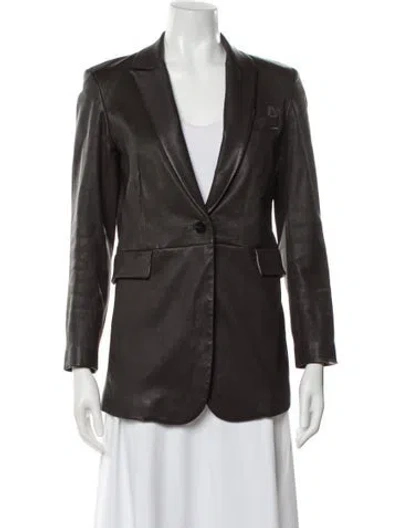 Pre-owned Theory Lamb Leather Blazer In Brown