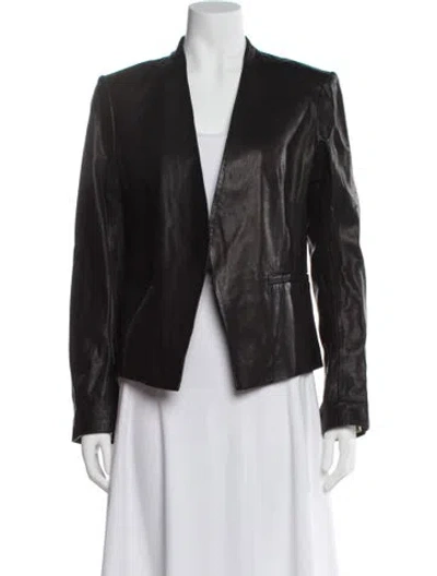 Pre-owned Theory Lamb Leather Blazer In Brown