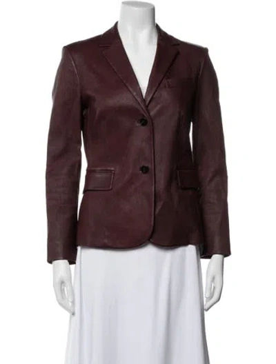 Pre-owned Theory Lamb Leather Blazer In Burgundy