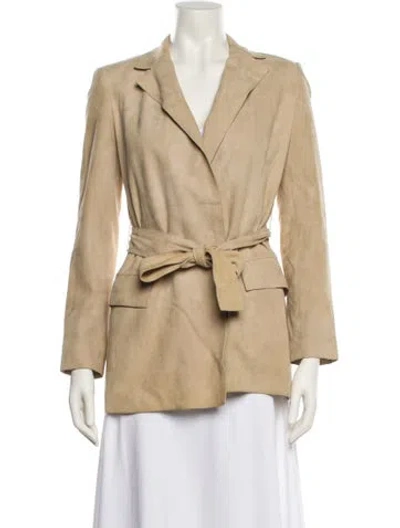Pre-owned Theory Lamb Leather Blazer In Neutral