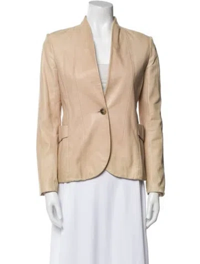 Pre-owned Theory Lamb Leather Blazer In Neutral