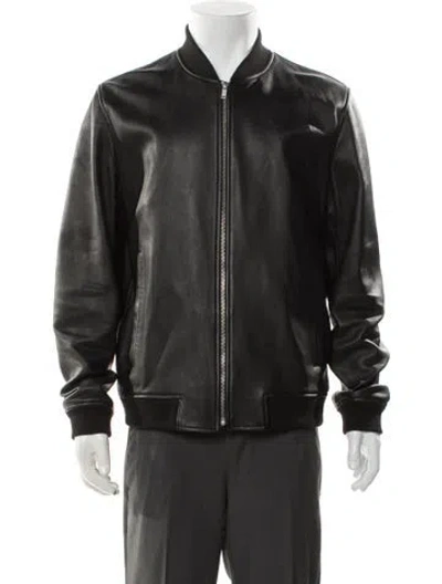 Pre-owned Theory Lamb Leather Bomber Jacket In Black