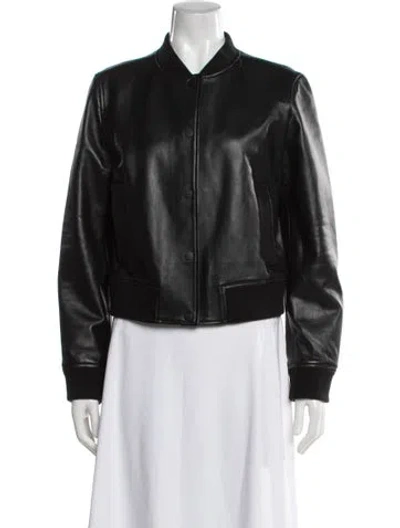 Pre-owned Theory Lamb Leather Bomber Jacket W/ Tags In Black