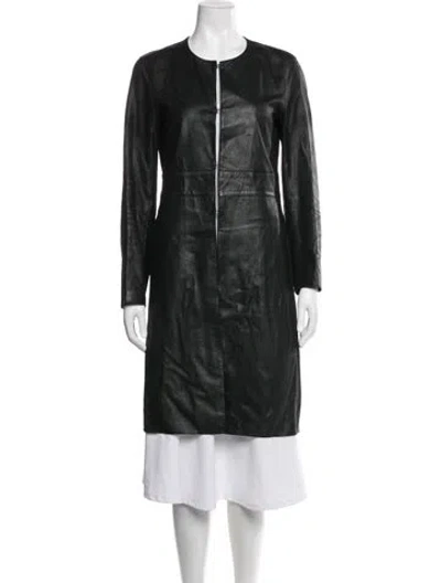 Pre-owned Theory Lamb Leather Coat In Black