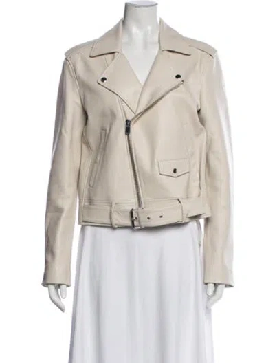 Pre-owned Theory Lamb Leather Coat In Neutral