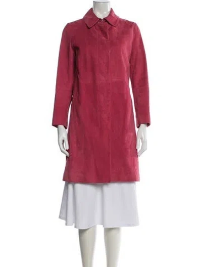 Pre-owned Theory Lamb Leather Coat In Pink