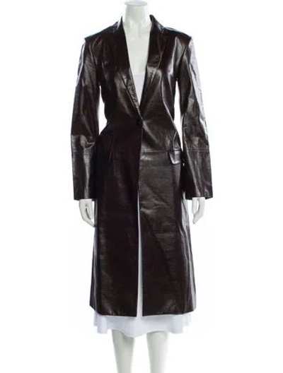 Pre-owned Theory Lamb Leather Coat W/ Tags In Brown