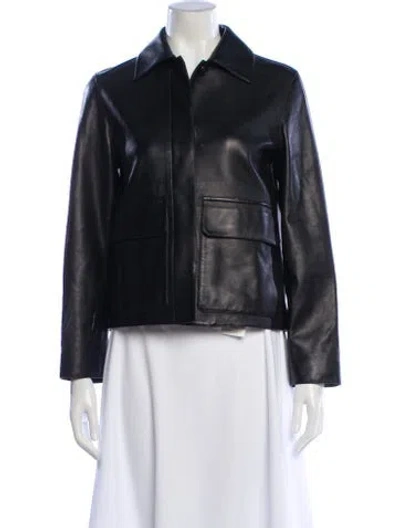 Pre-owned Theory Lamb Leather Evening Jacket In Black