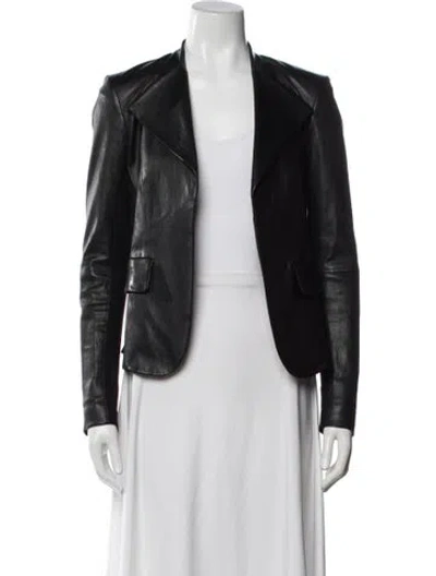 Pre-owned Theory Lamb Leather Evening Jacket In Black