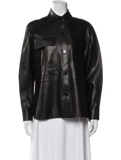 Pre-owned Theory Lamb Leather Jacket In Black