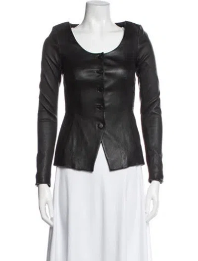 Pre-owned Theory Lamb Leather Jacket In Black