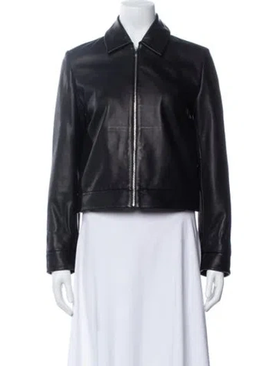 Pre-owned Theory Lamb Leather Jacket In Black