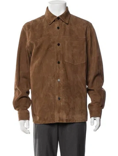 Pre-owned Theory Lamb Leather Jacket In Blue