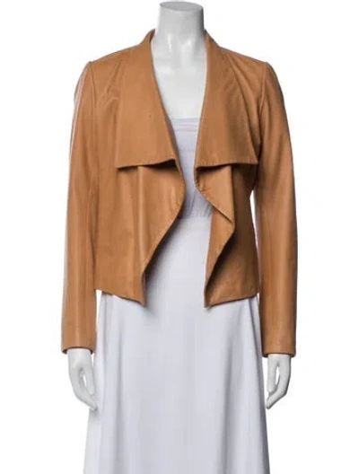 Pre-owned Theory Lamb Leather Jacket In Orange