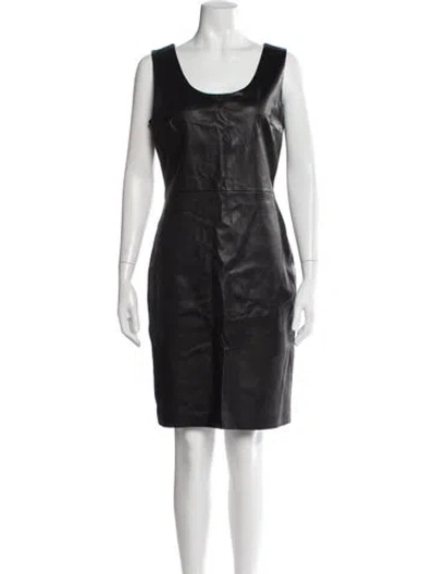 Pre-owned Theory Lamb Leather Knee-length Dress In Black