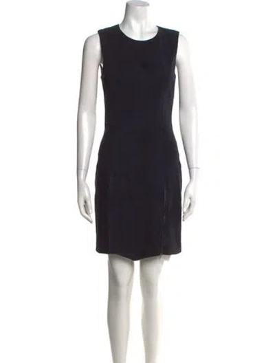 Pre-owned Theory Lamb Leather Knee-length Dress In Black