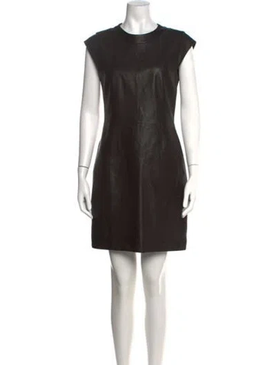 Pre-owned Theory Lamb Leather Knee-length Dress In Black