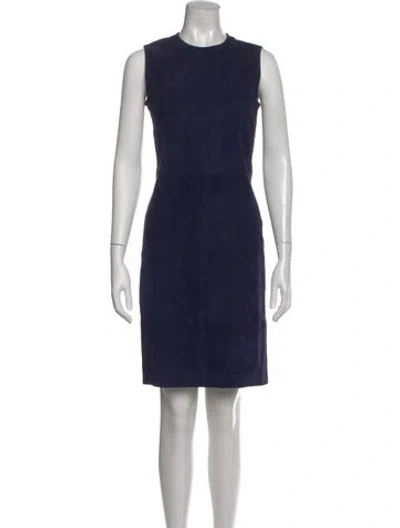 Pre-owned Theory Lamb Leather Knee-length Dress In Blue
