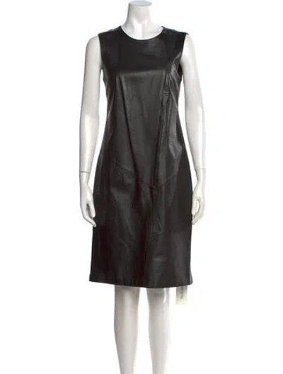 Pre-owned Theory Lamb Leather Knee-length Dress W/ Tags In Black