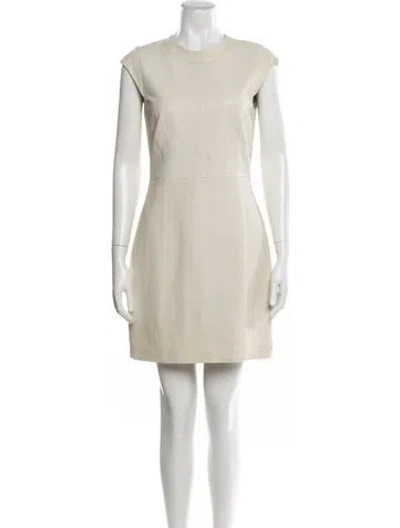 Pre-owned Theory Lamb Leather Knee-length Dress In White